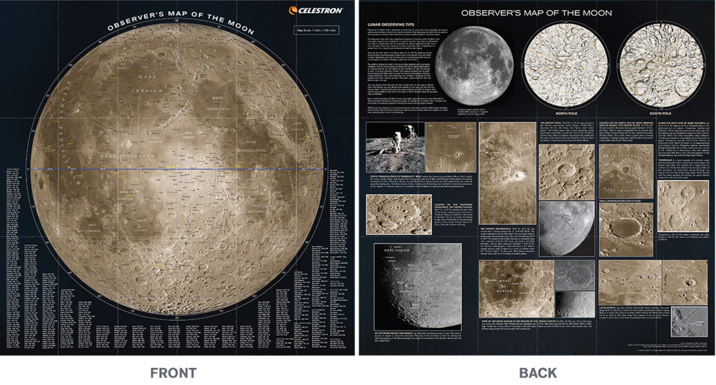 דגמים ופוסטרים: Observer’s Map of the Moon